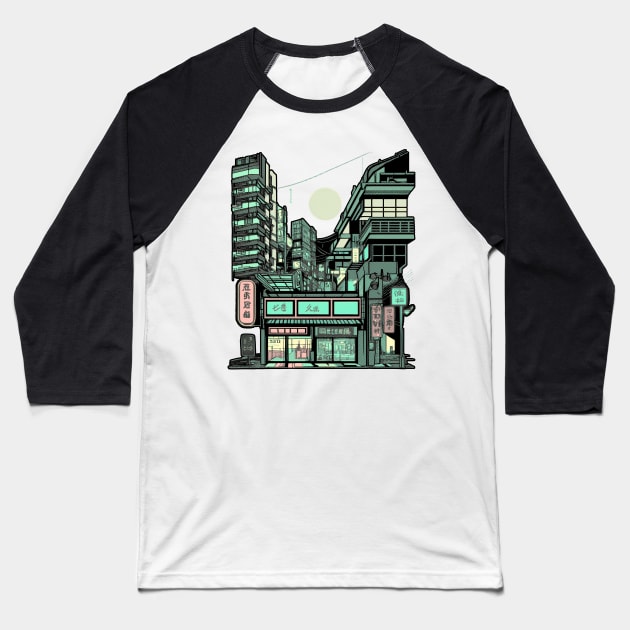 Tokyo street. Retro anime style Baseball T-Shirt by DragonDream